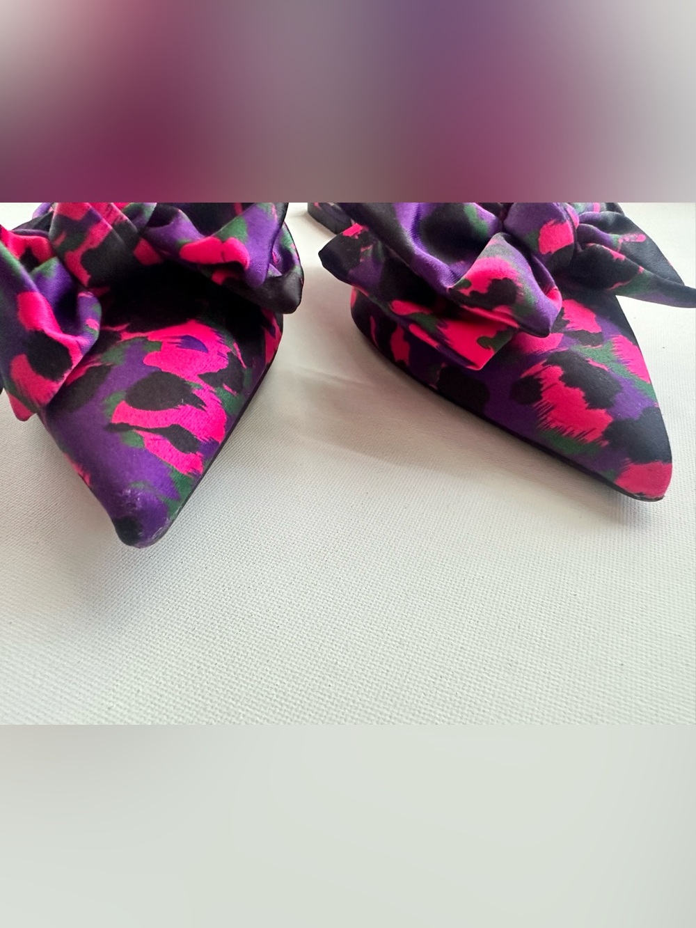Zara Pointed Slingback Flats in Fuchsia & Purple Animal Print - Picture 4 of 5